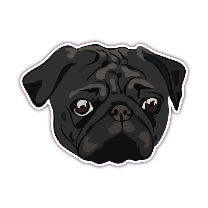 Black Pug - Iron On - Custom Size