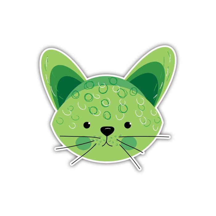 Green Cat - Iron On - Custom Size