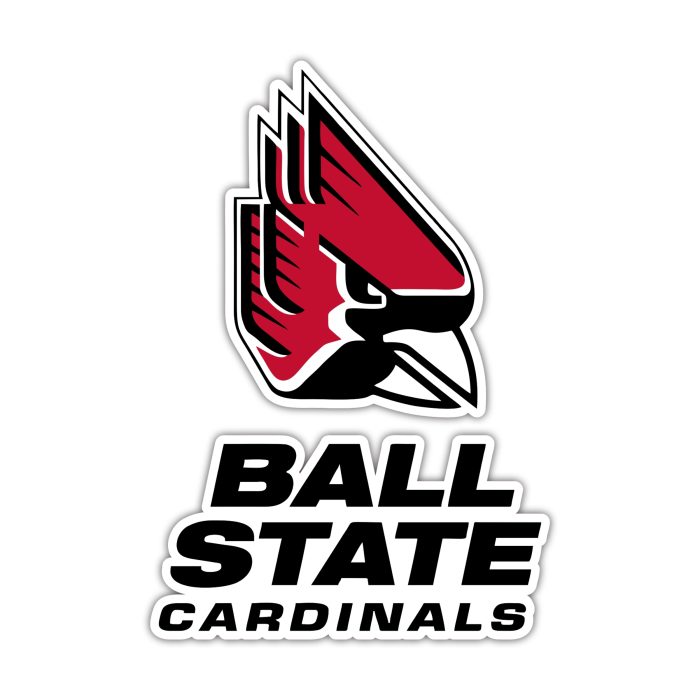 Ball State Cardinals - Head With Black Letters - Temporary Tattoo