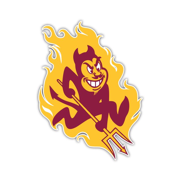 Arizona State Sun Devils - Devil With Flames - Temporary Tattoo