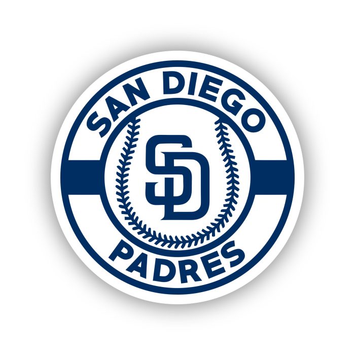 San Diego Padres - White Circle with Baseball - Iron On - Custom Size