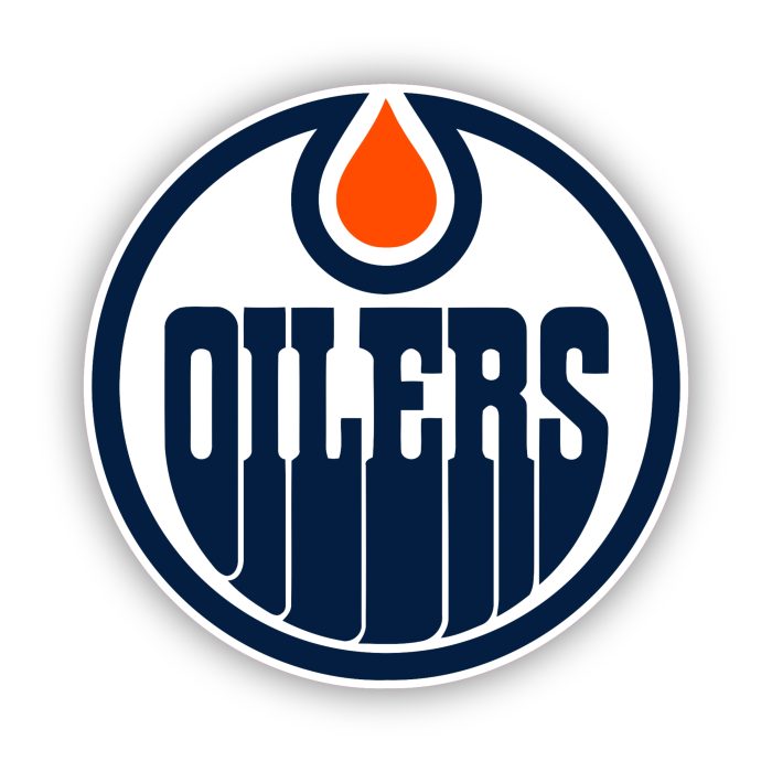 Edmonton Oilers - White Circle With Oilers - Iron On - Custom Size