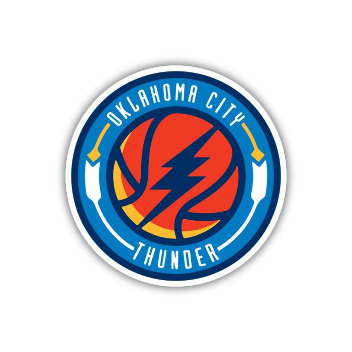 Oklahoma City Thunder - Blue Circle With Basketball - Temporary Tattoo