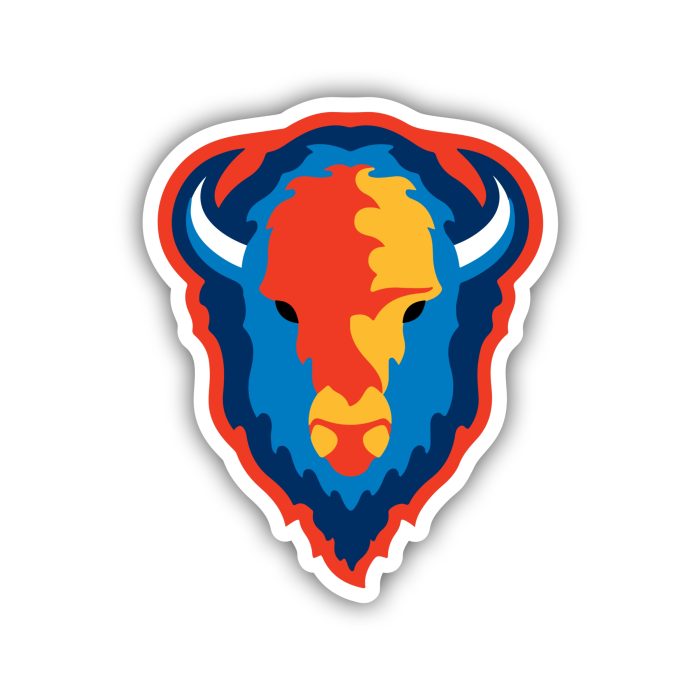 Oklahoma City Thunder - Blue And Orange Bison Head - Temporary Tattoo