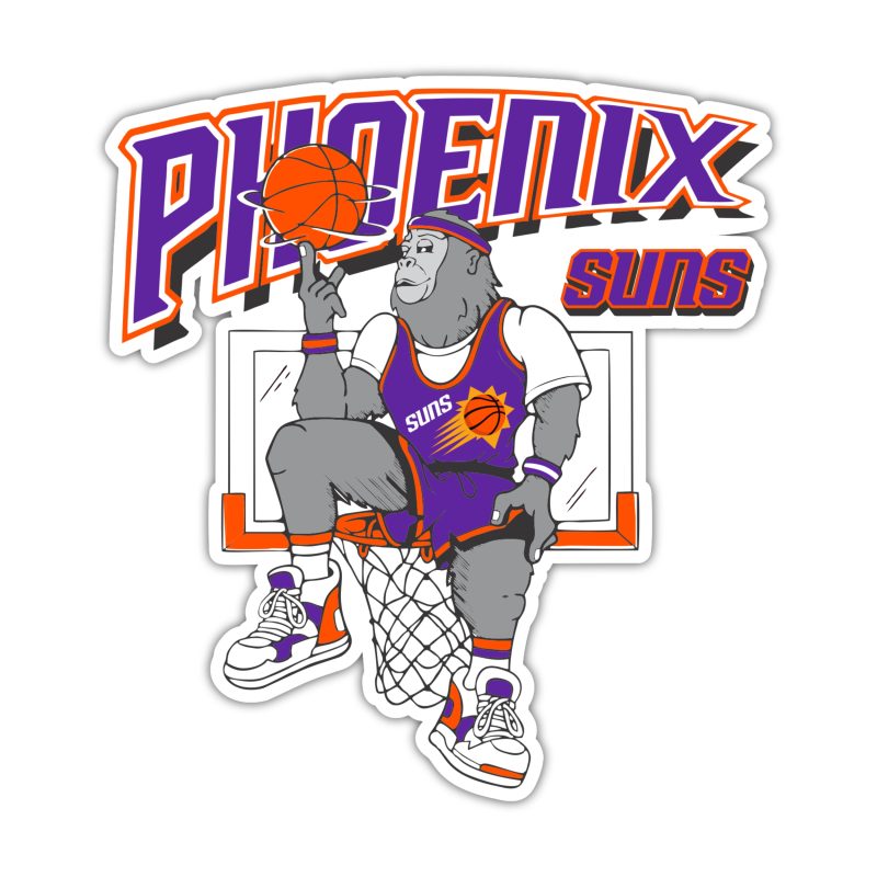 Phoenix Suns - Monkey with Basketball - Iron On - Custom Size