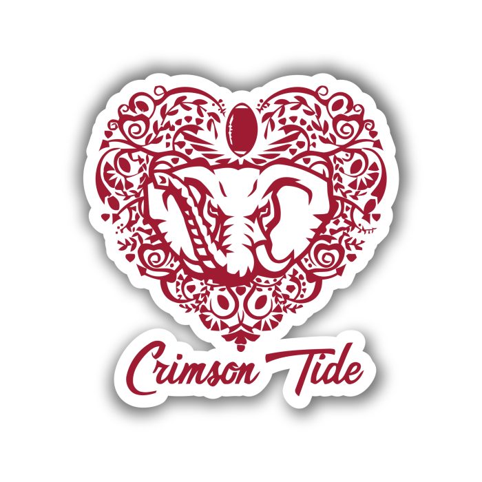 Alabama Crimson Tide - Heart with Elephant - Temporary Tattoo