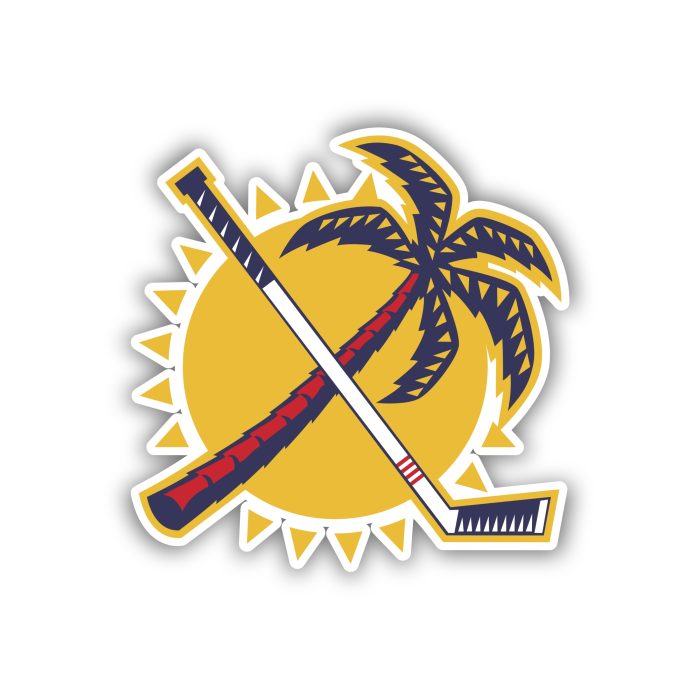 Florida Panthers - Sun With Palm Tree  - Iron On - Custom Size