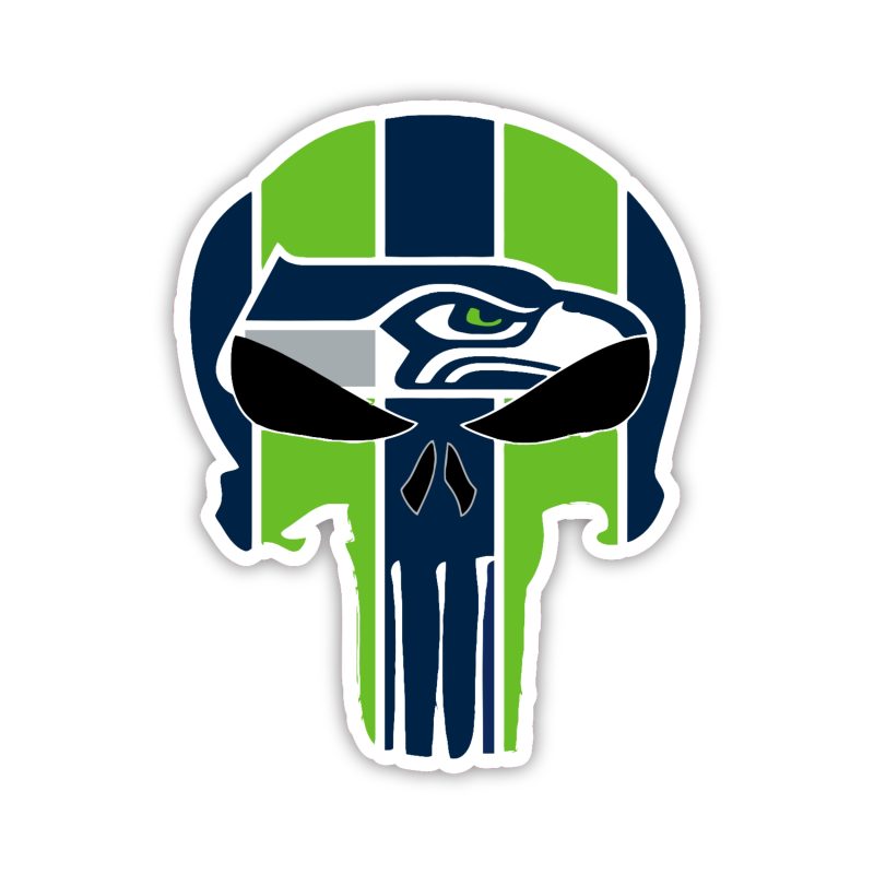 Seattle Seahawks - Skull - Iron On - Custom Size