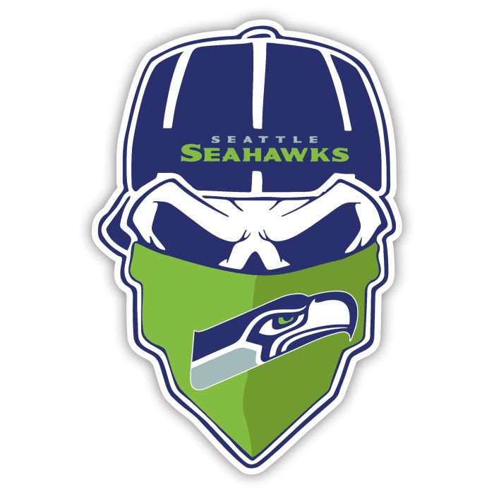 Seattle Seahawks - Skull with Cap - Iron On - Custom Size