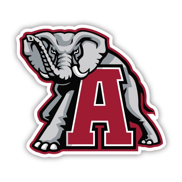 Alabama Crimson Tide - Elephant with A - Iron On - Custom Size