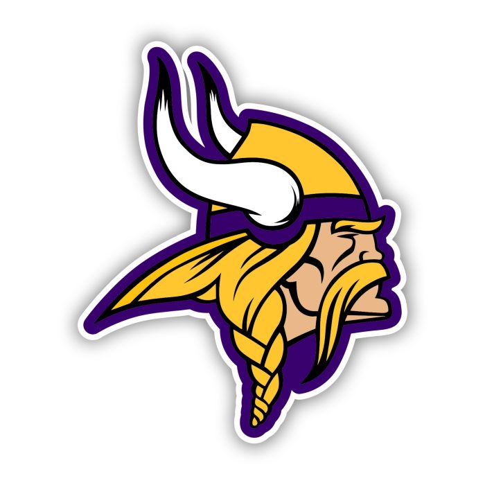 Minnesota Vikings - Purple Outline Vikings Head - Iron On - Custom Size