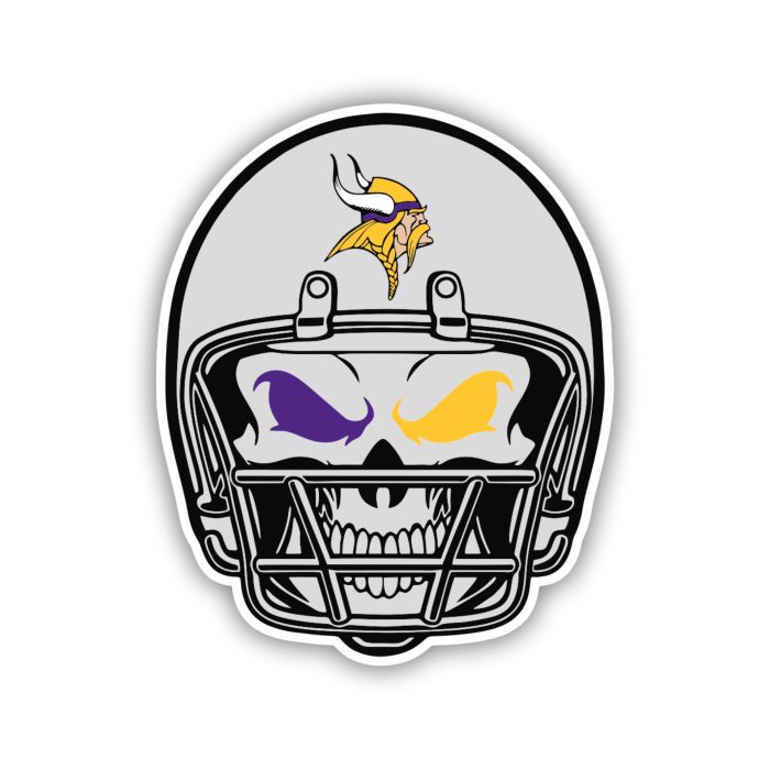 Minnesota Vikings - Skull with Helmet - Iron On - Custom Size