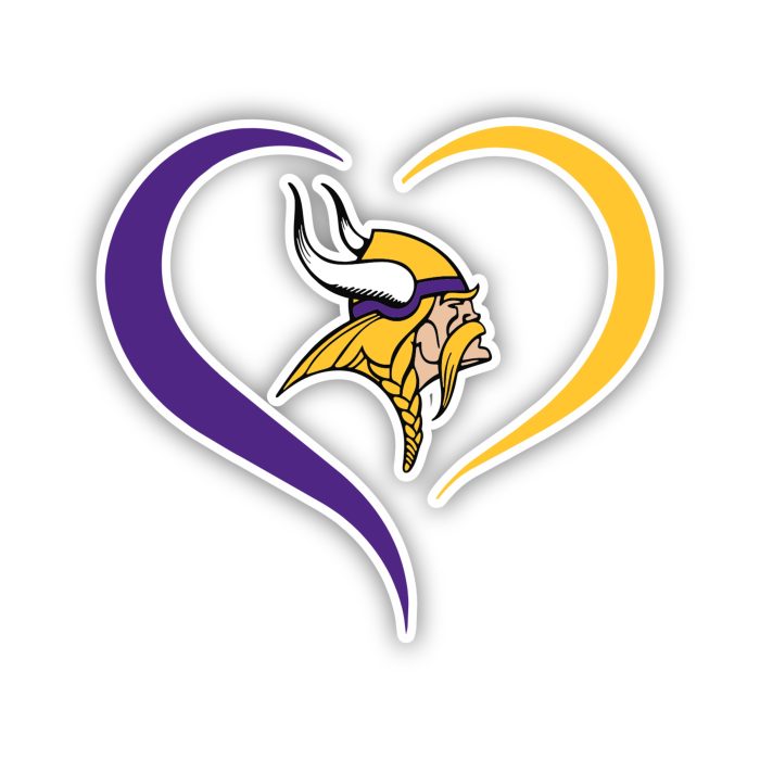 Minnesota Vikings - Heart - Iron On - Custom Size