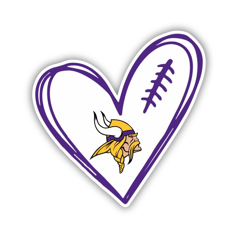 Minnesota Vikings - Football Heart - Iron On - Custom Size