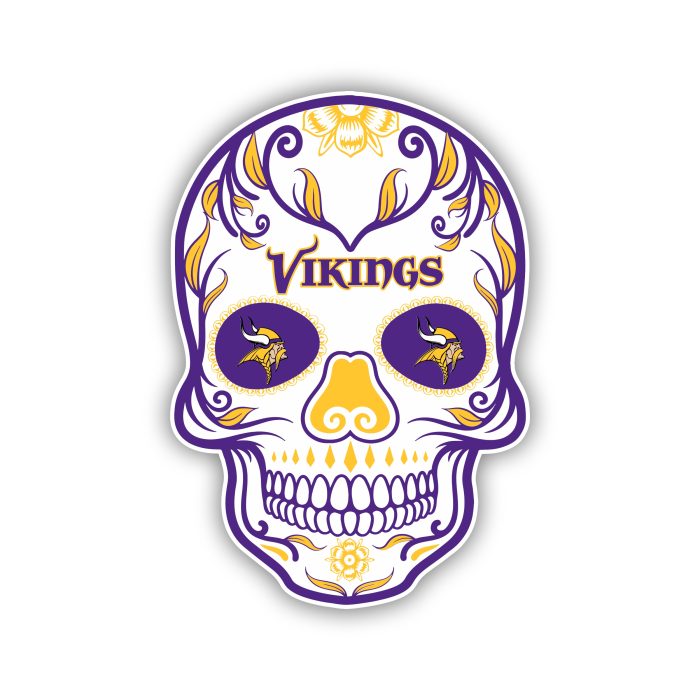 Minnesota Vikings - Sugar Skull - Iron On - Custom Size