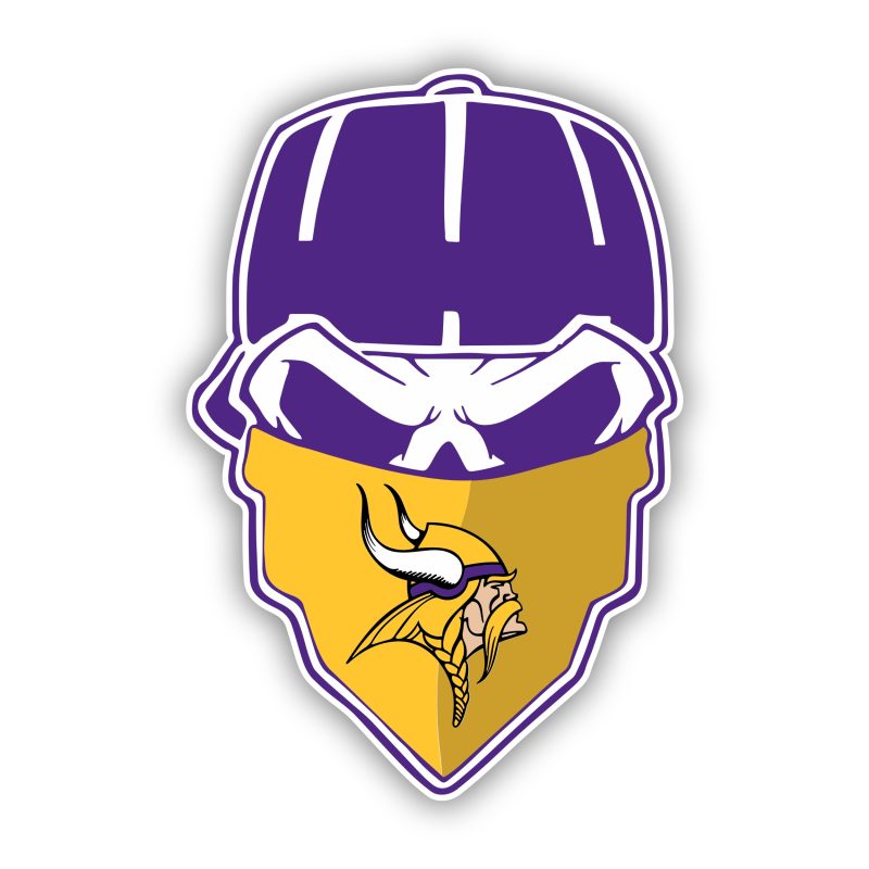Minnesota Vikings - Skull with Cap - Iron On - Custom Size