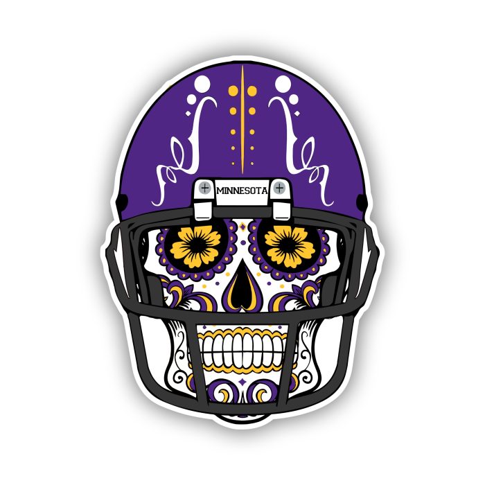 Minnesota Vikings - Sugar Skull With Helmet  - Iron On - Custom Size