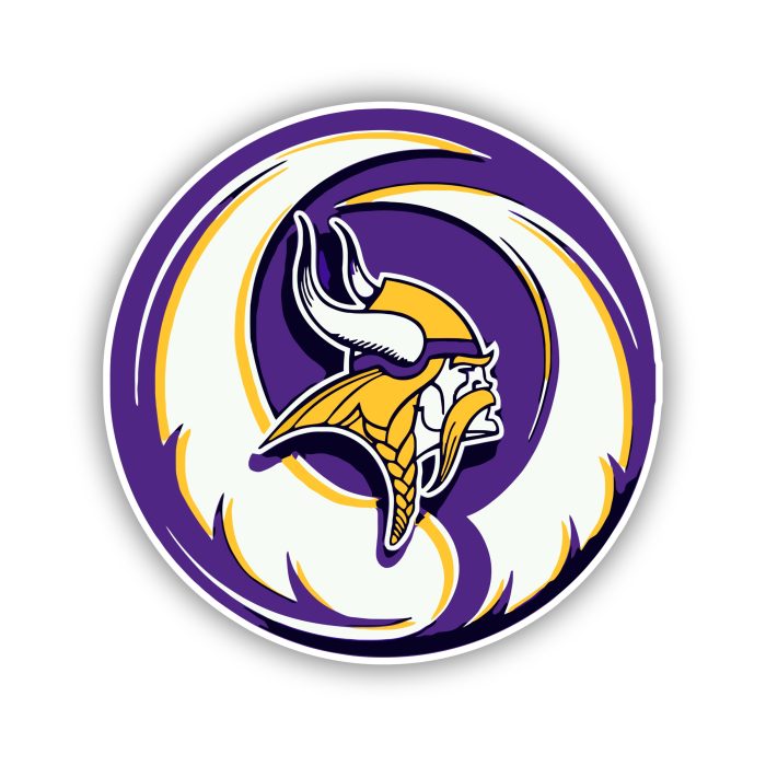 Minnesota Vikings - Purple Circle with Viking Head - Iron On - Custom Size