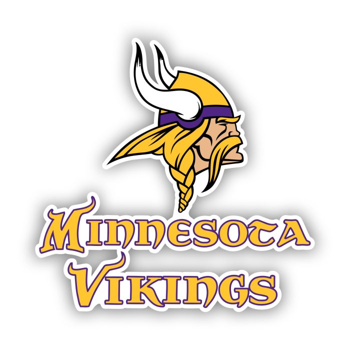 Minnesota Vikings - Viking Head with Lettering Below - Iron On - Custom Size