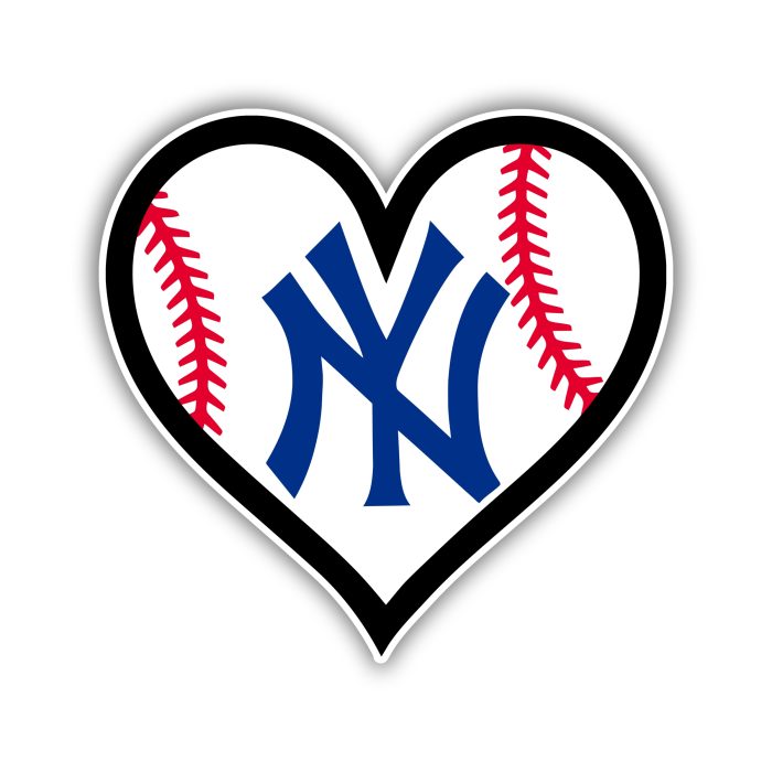 New York Yankees - Heart - Iron On - Custom Size