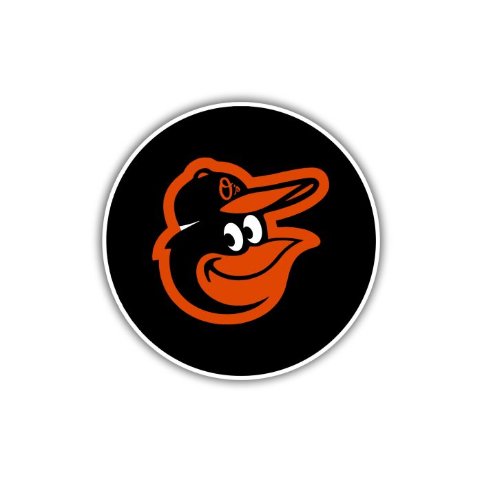 Baltimore Orioles - Black Circle with Bird Head - Iron On - Custom Size