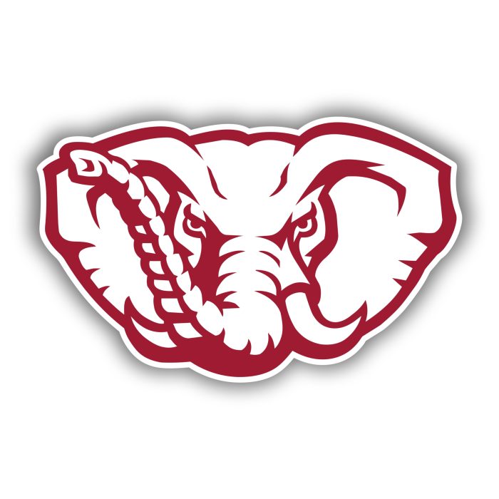 Alabama Crimson Tide - White Elephant Head - Iron On - Custom Size