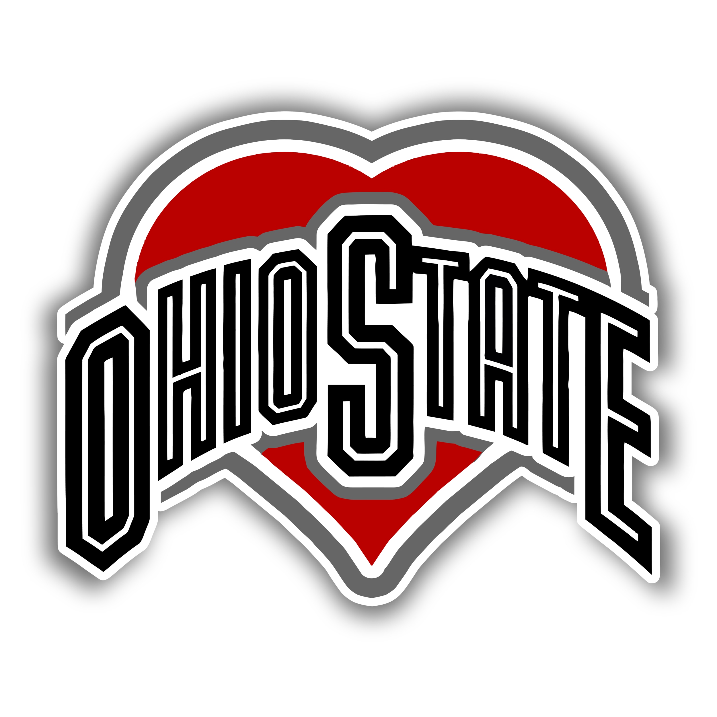 Ohio State Buckeyes - Red Heart - Iron On - Custom Size