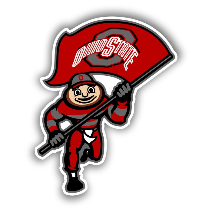 Ohio State Buckeyes - Mascot with Red Flag - Iron On - Custom Size