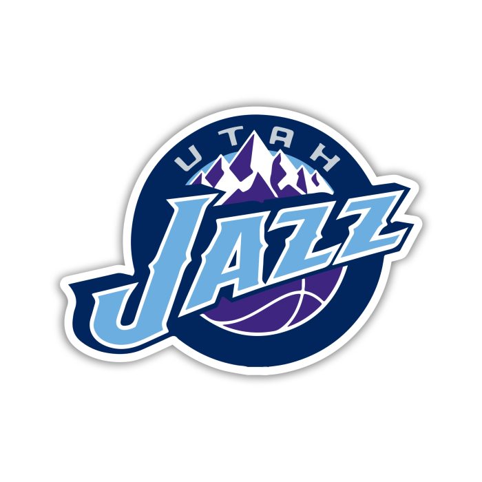 Utah Jazz - Blue Circle With Name And Purple Mountain - Iron On - Custom Size