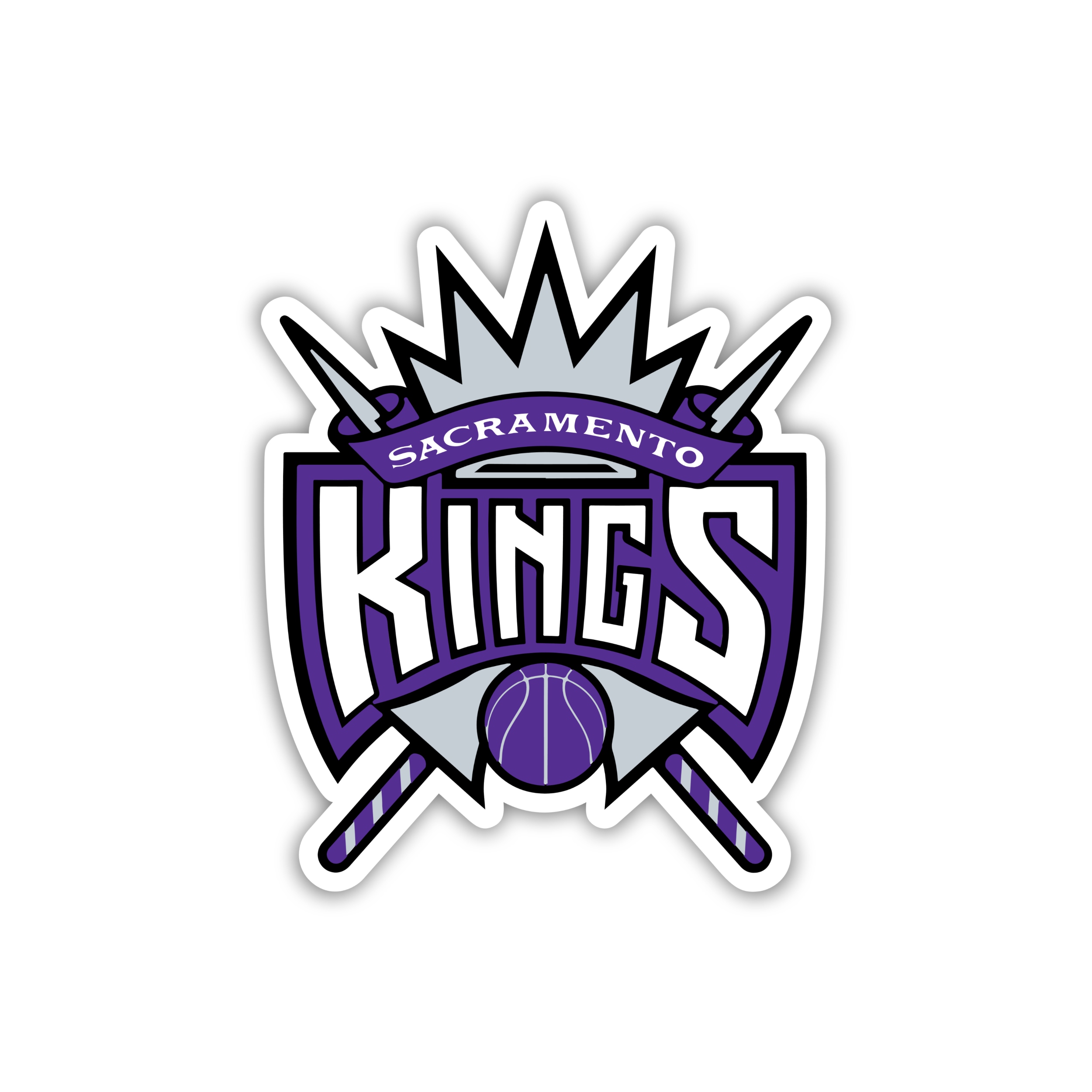 Sacramento Kings - Name With Swords And Basketball - Iron On - Custom Size