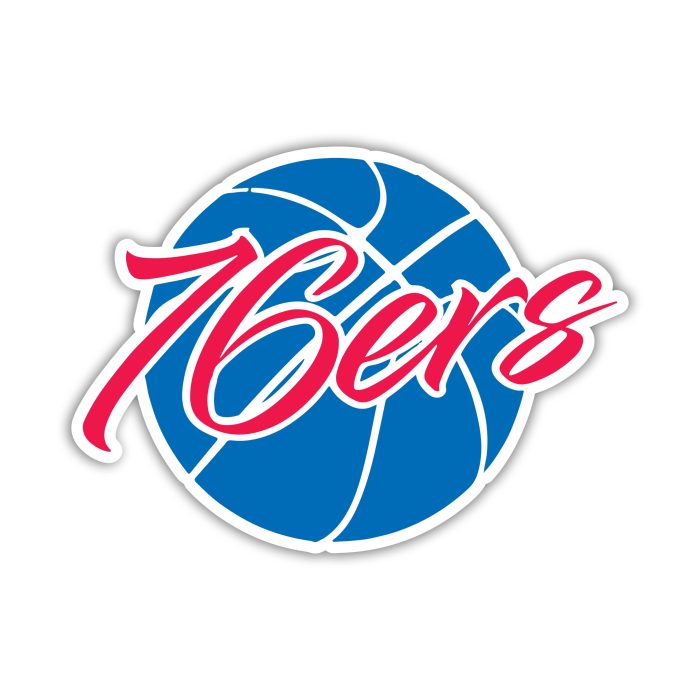 Philadelphia 76ers - Blue Basketball with 76ers - Temporary Tattoo