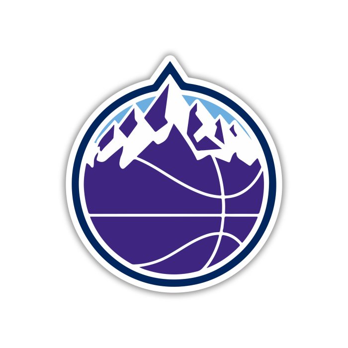 Utah Jazz - Blue Circle With Purple Basketball And Mountain - Temporary Tattoo