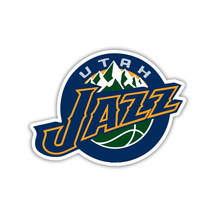 Utah Jazz - Blue Circle And Name With Green Mountain - Temporary Tattoo