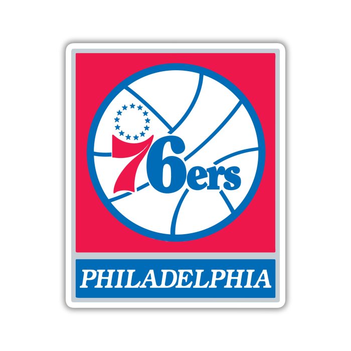 Philadelphia 76ers - Red Square With White Basketball - Temporary Tattoo