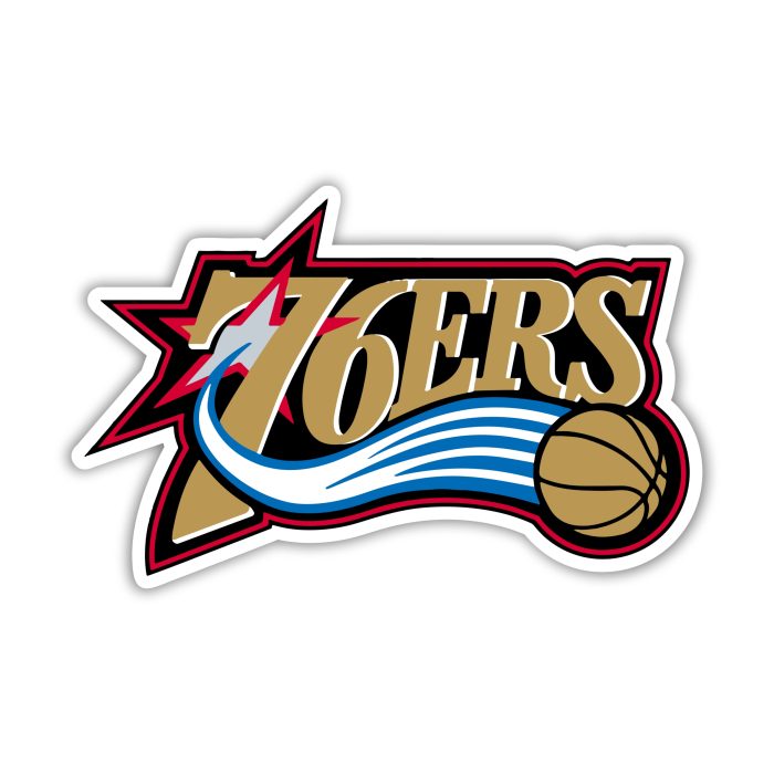 Philadelphia 76ers - Gold 76ers With Basketball - Temporary Tattoo