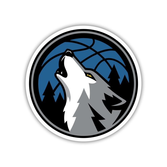 Minnesota Timberwolves - Wolf With Blue Basketball - Temporary Tattoo