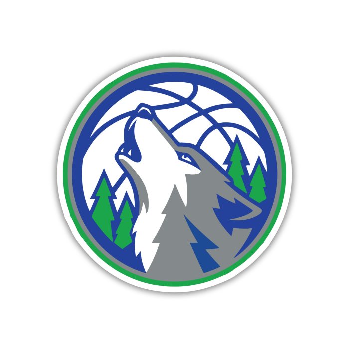 Minnesota Timberwolves - White Basketball With Wolf - Temporary Tattoo