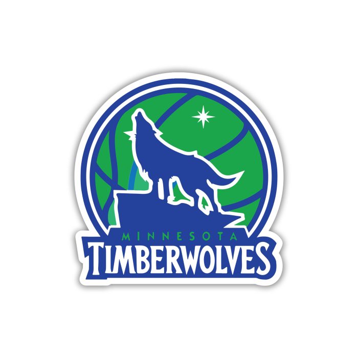 Minnesota Timberwolves - Green Basketball With Wolf And Name - Temporary Tattoo