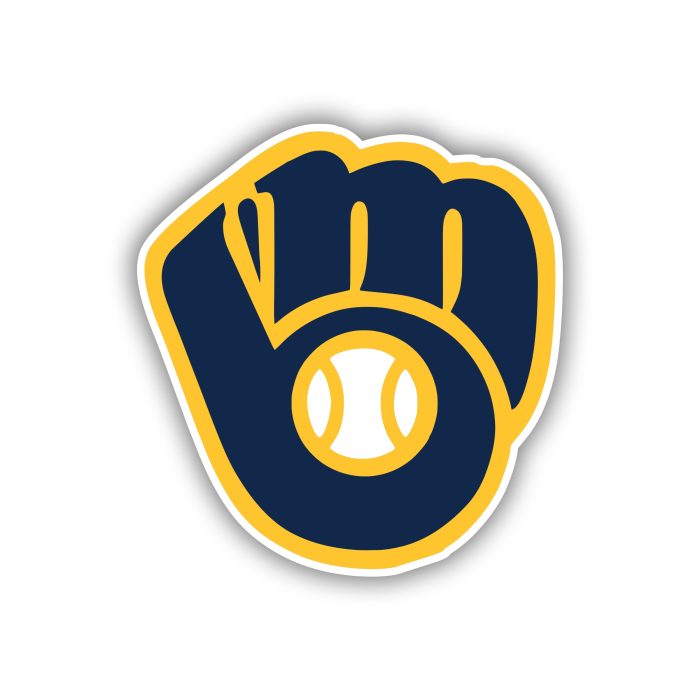 Milwaukee Brewers - Dark Blue Glove Double Lines - Iron On - Custom Size