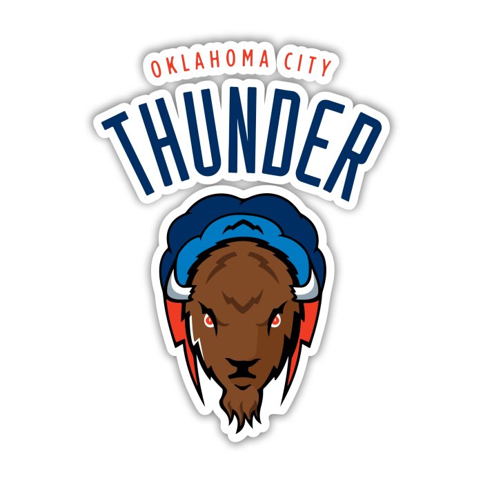 Oklahoma City Thunder - Bison Head With Name Above - Iron On - Custom Size