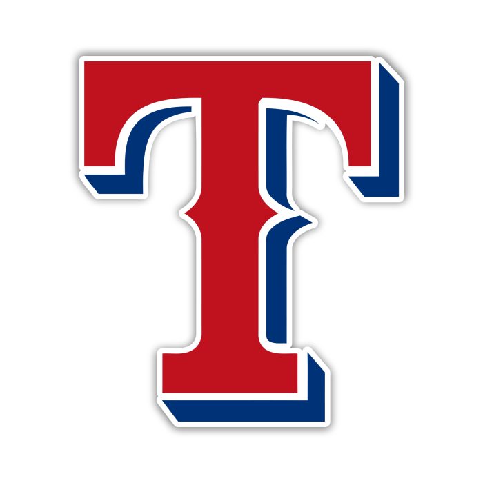 Texas Rangers - Red T - Iron On - Custom Size