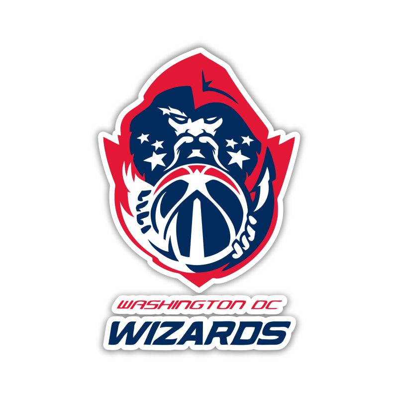 Washington Wizards - Red And Blue Wizard Holding Basketball - Temporary Tattoo