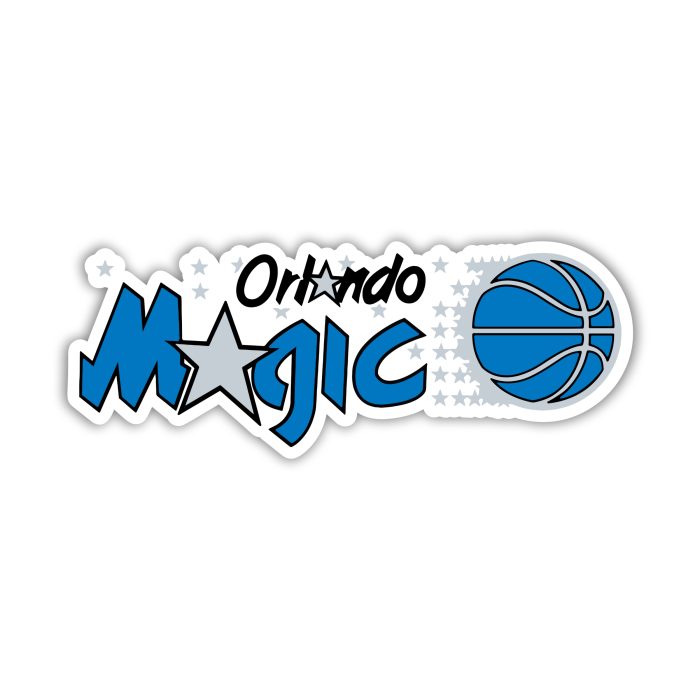 Orlando Magic - Name With Stars And Basketball Beside - Temporary Tattoo