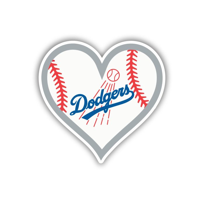 Los Angeles Dodgers - Dodgers With Baseball Heart - Iron On - Custom Size