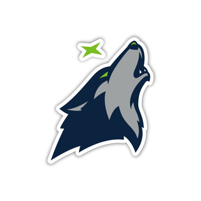 Minnesota Timberwolves - Wolf Head With Star - Temporary Tattoo