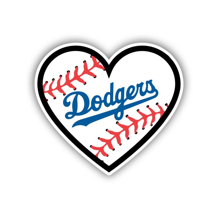 Los Angeles Dodgers - Baseball Heart With Dodgers - Iron On - Custom Size