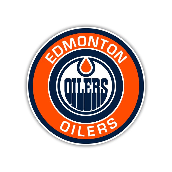 Edmonton Oilers - Orange Circle With Name - Iron On - Custom Size