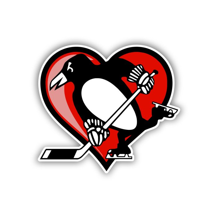 Pittsburgh Penguins - Heart  - Iron On - Custom Size