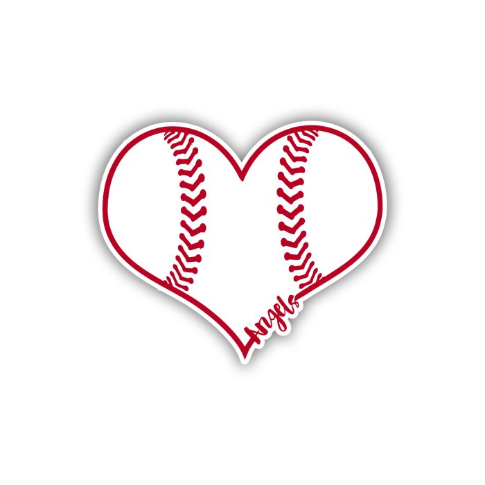 Los Angeles Angels - Baseball Heart - Iron On - Custom Size