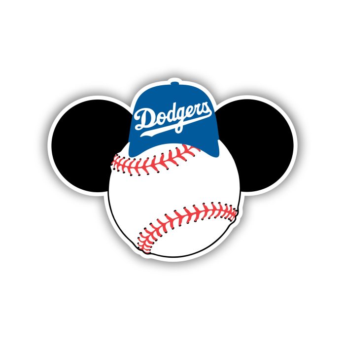 Los Angeles Dodgers - Mickey Mouse Baseball - Iron On - Custom Size